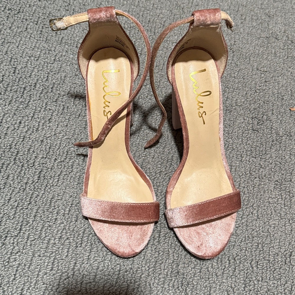 Lulu's Pink Velvet Heels - 7.5